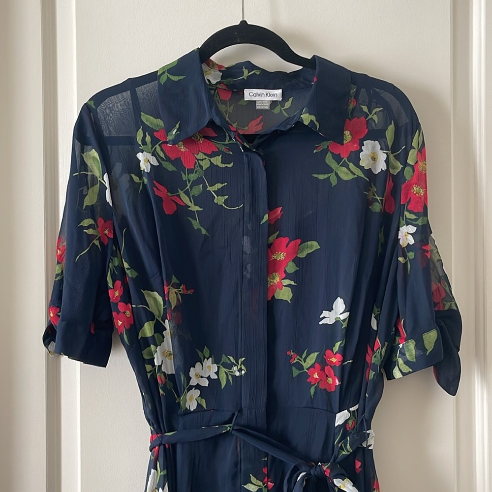 Calvin Klein Floral Shirt Dress - Picture 2 of 16